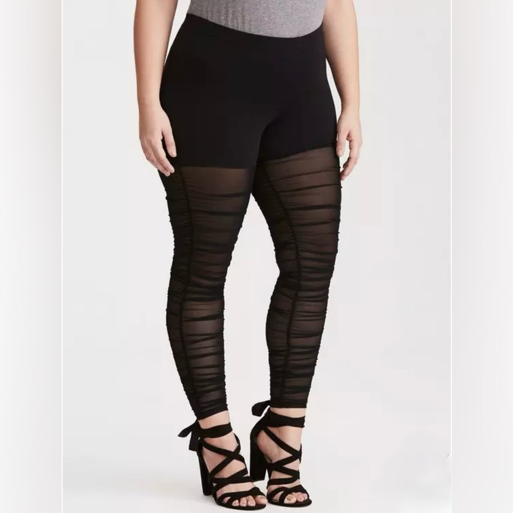 Torrid Ruched Mesh Inset Leggings J2 - Picture 7 of 7